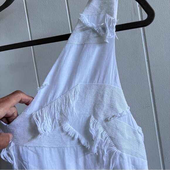 Maeve Anthropologie Boho White Fringe Cotton Shift Dress - Picture 6 of 10